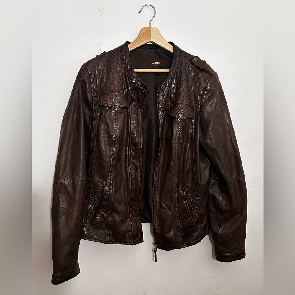 vintage genuine leather brown danier jacket